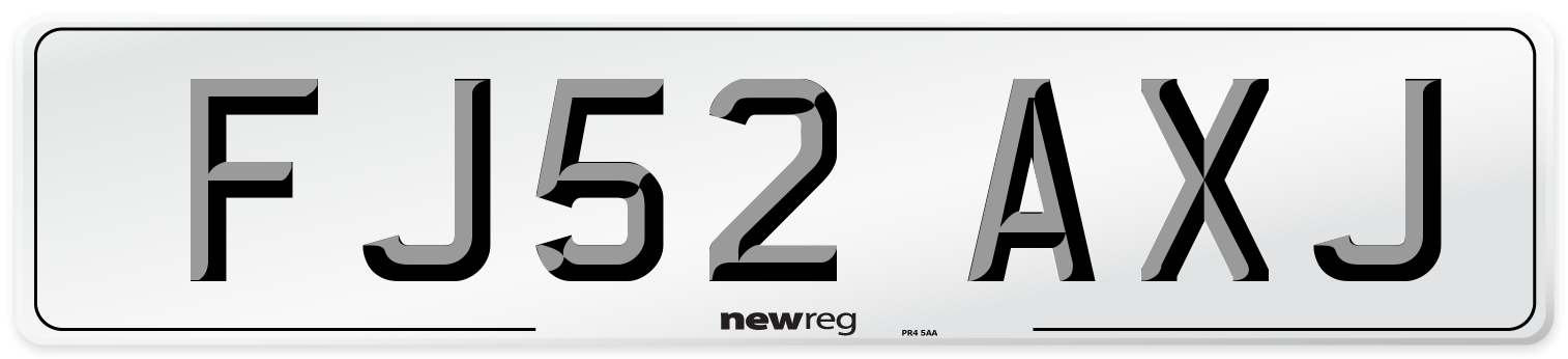 FJ52 AXJ Number Plate from New Reg